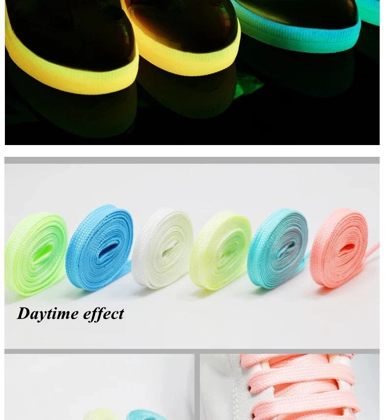 New 1 Pair Luminous Shoelaces Flat Sneakers Canvas Shoe Laces Glow In The Dark Night Color Fluorescent Shoelace 80/100/120/140cm