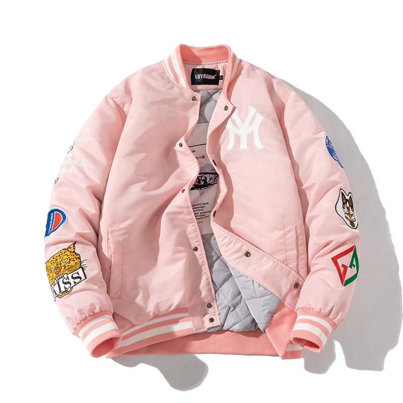 Autumn & Winter Bomber Jacket Men Embroidery Streetwear Slim Fit Baseball Collar Jackets Coats Casual Outwear Windbreaker Women