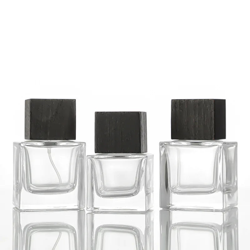 50ml Clear Glass Perfume Spray Bottle Square Nebuliser Portable Toner Dispenser Refillable Perfume Bottle
