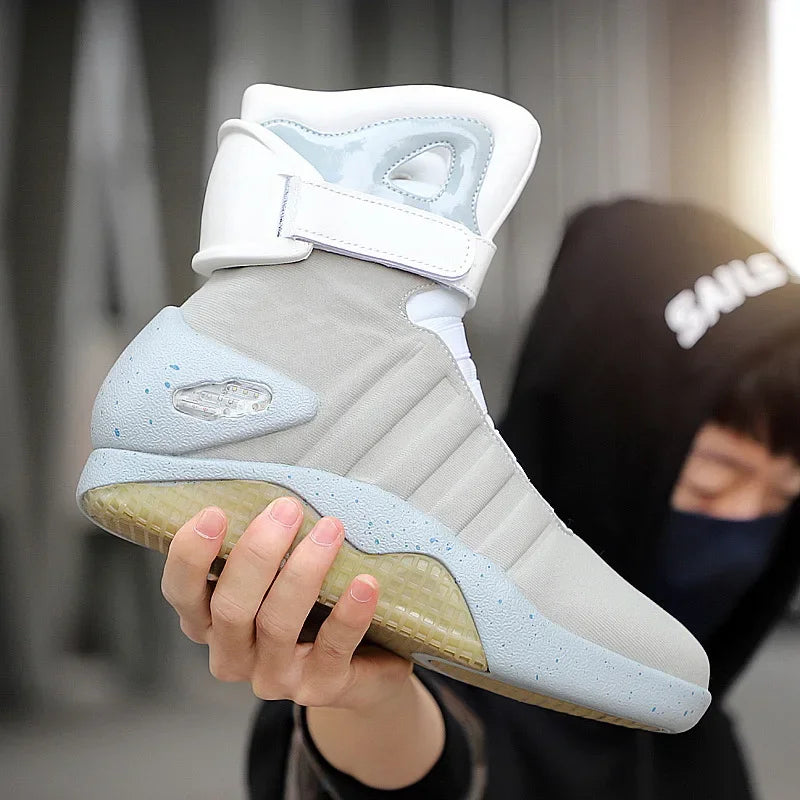 Spring Adult Basketball Shoes USB Charging LED Luminous Shoes Men Fashion Light Up Casual Men Back To The Future Glowing Sneaker