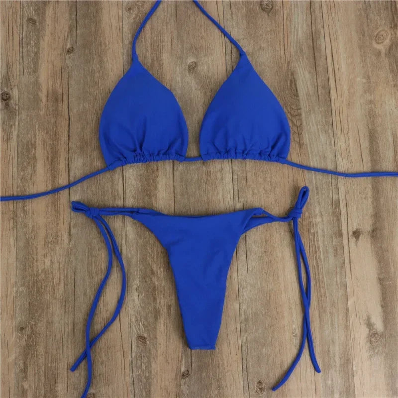 Xgnvpy Swimsuit Women Sexy Bikini Set Push-up Padded Bra Thong Two Pieces Swimwear Beachwear Bathing Suit Femme