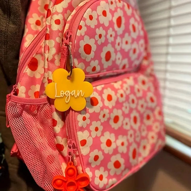 Customizable Flower-Shaped Acrylic Keychain Pendant - Personalized Name Tag with Steel Wire Loop, Durable Luggage Tag Charm, Ide