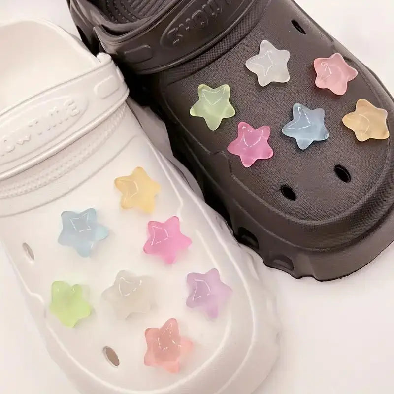 7pcs Glow-in-the-Dark Star Shoe Charms Easy Install Fun DIY hole shoes Buckles for Hole shoes