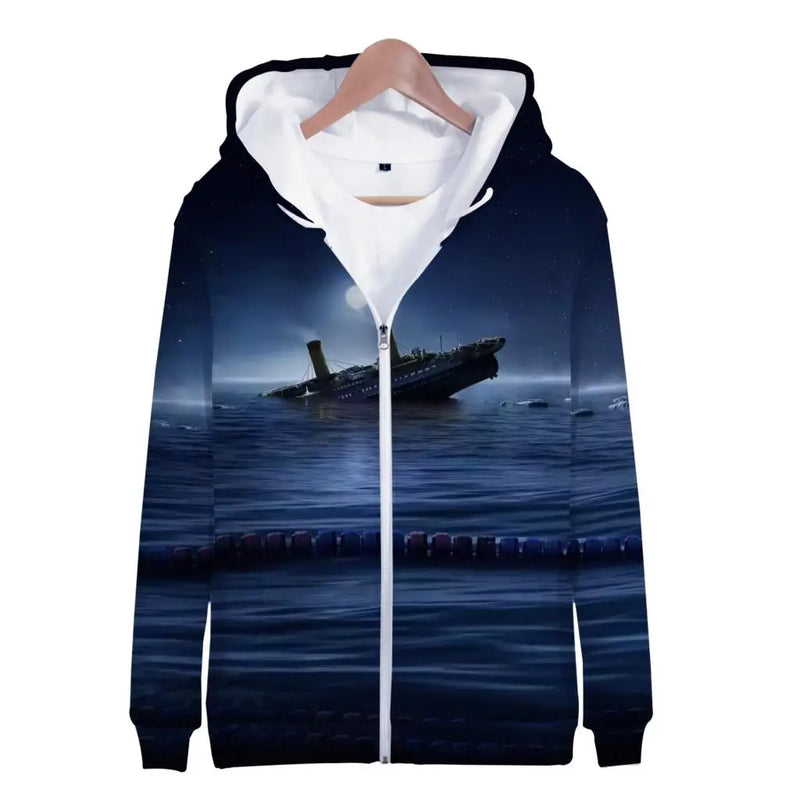 Hoodies Movie Titanic 3D Print Zipper Sweatshirts Boys Girls Children Fashion Long Sleeve Oversized Sweatshirt Hoodie Tracksuits