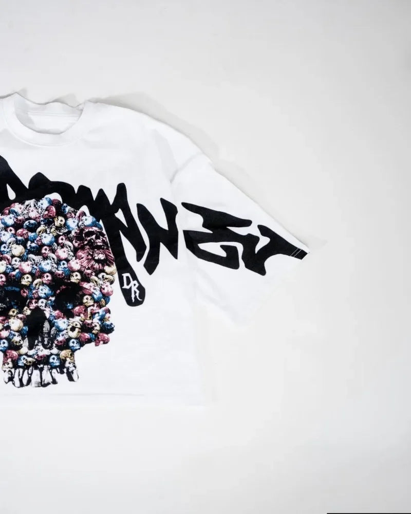 Y2k New Summer Street Skull Letter Printed Short-sleeved Shirt Women Clothing Harajuku Retro Gothic Punk Oversized T-shirt Men