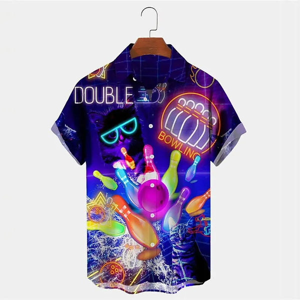 Hawaiian Bowling Men's Shirt Unique Floral 3D Print Summer Lapels Short Sleeves Oversized Unisex Fashion Sweatshirt Streetwear