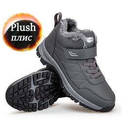 NeW Men Winter Snow Boots For Waterproof Leather Sneakers Super Warm Men's Boots Outdoor Male Hiking Boots Work Shoes Size 39-48