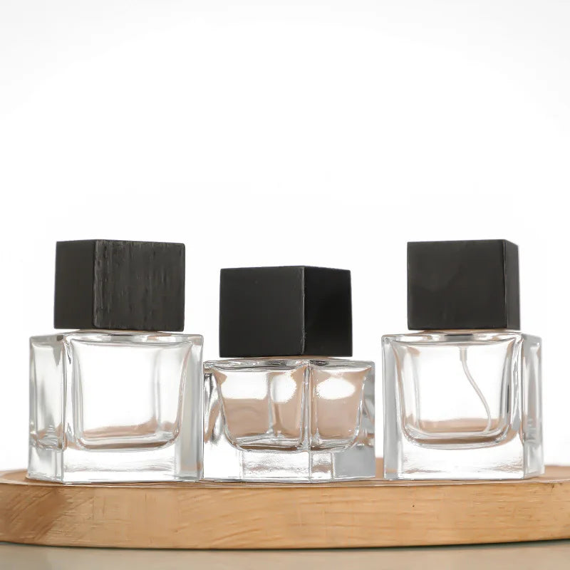 50ml Clear Glass Perfume Spray Bottle Square Nebuliser Portable Toner Dispenser Refillable Perfume Bottle