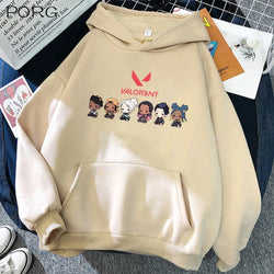 Valorant Anime Hoodie Jett Killjoy Streetwear Oversized Sweatshirt Cute Cartoon Print Top Unisex Students Pullovers