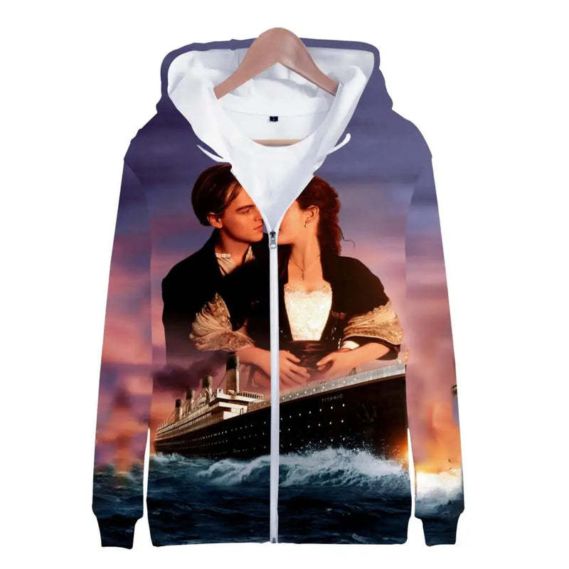 Hoodies Movie Titanic 3D Print Zipper Sweatshirts Boys Girls Children Fashion Long Sleeve Oversized Sweatshirt Hoodie Tracksuits