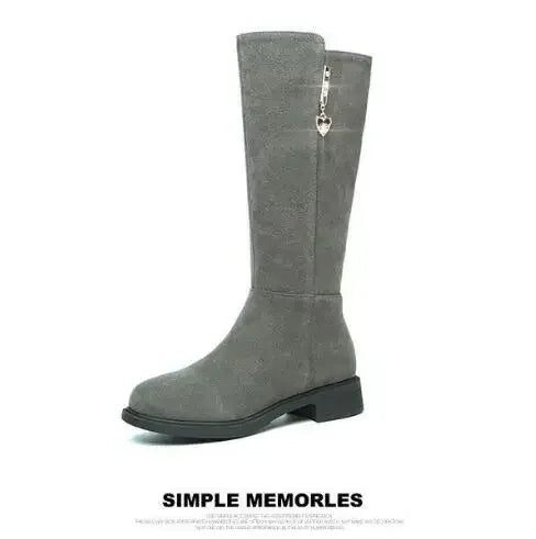 2024 New Women Warm Plush Snow Boots Snow Casual Flat All-match Cotton Fashion Side Zipper Winter Shoes Thigh High Boot Black