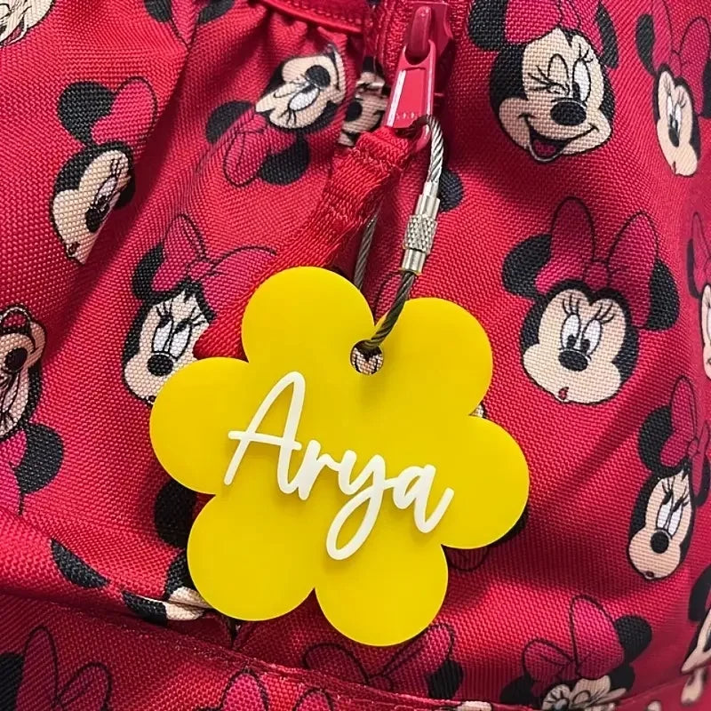 Customizable Flower-Shaped Acrylic Keychain Pendant - Personalized Name Tag with Steel Wire Loop, Durable Luggage Tag Charm, Ide