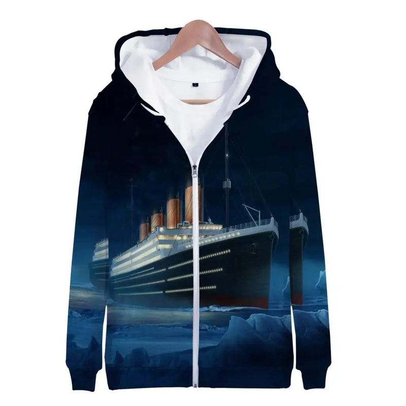 Hoodies Movie Titanic 3D Print Zipper Sweatshirts Boys Girls Children Fashion Long Sleeve Oversized Sweatshirt Hoodie Tracksuits