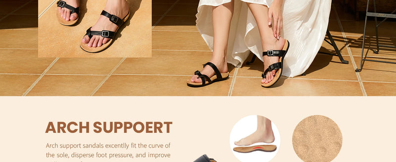 Orthopedic Sandals for Women Wide Width Adjustable Comfort Orthotic Flip Flops with Arch Support