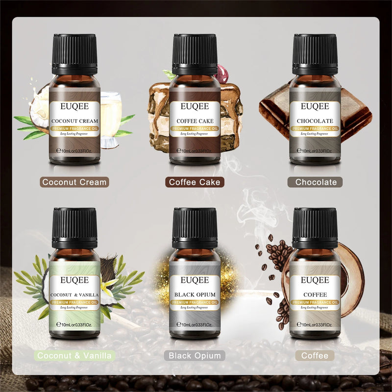 EUQEE Premium Fragrance Oils Set For Men & Women-6x10ml,Scented Essential Oil for Diffuser, Aromatherapy,Candle Making, DIY Soap