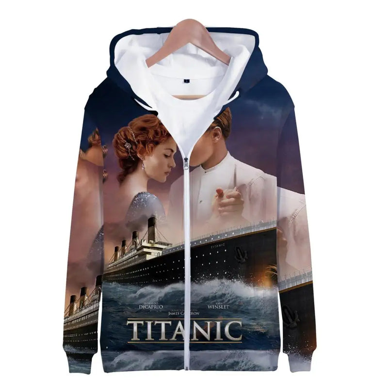 Hoodies Movie Titanic 3D Print Zipper Sweatshirts Boys Girls Children Fashion Long Sleeve Oversized Sweatshirt Hoodie Tracksuits